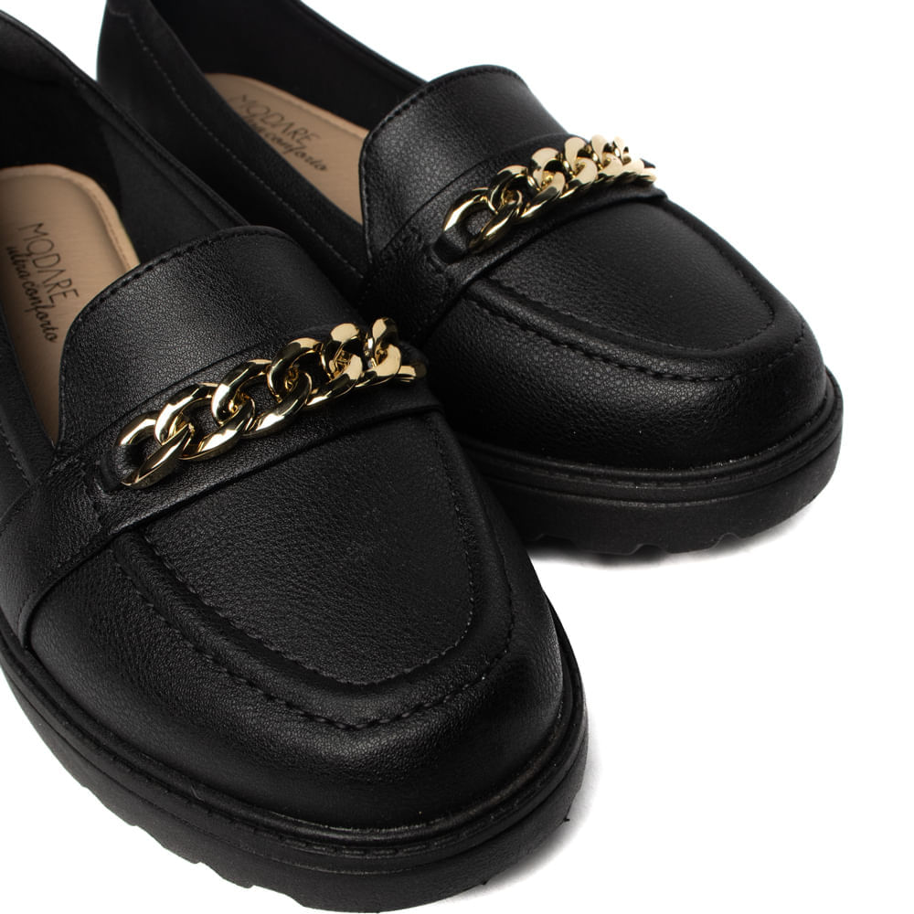 Mocassim Feminino Modare com Detalhe Dourado Preto - Imagem 2